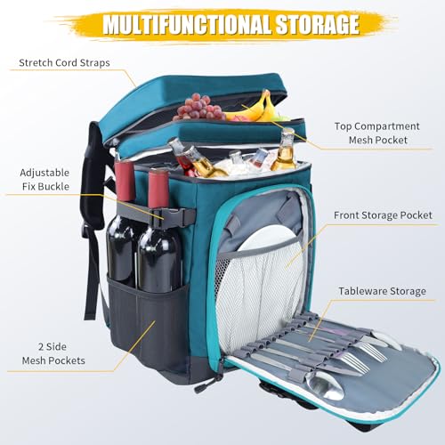 Backpack Cooler - AYAMAYA Upgrade Leakproof Cooler Backpack with Padded Top Handle, 40 Cans Large Waterproof Insulated Camping Coolers for Beach, Fishing, Picnic, Travel, BBQ - color: Blue