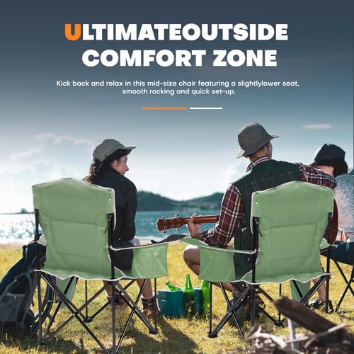 XMT Premium Padded Folding Chair, Extra Wide & Heavy Duty 450lbs Capacity, Portable Camping Chair with Insulated Cooler, Cup Holder & Storage, Compact Foldable for Outdoor, Beach, Picnics - color: 03-green