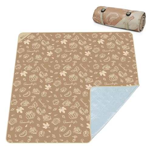 Extra Large Picnic Blankets 78" X 78" Foldable Washable Waterproof Sandproof Soft Cute Outdoor Blanket for Camping Beach Blanket (Pumpkin)