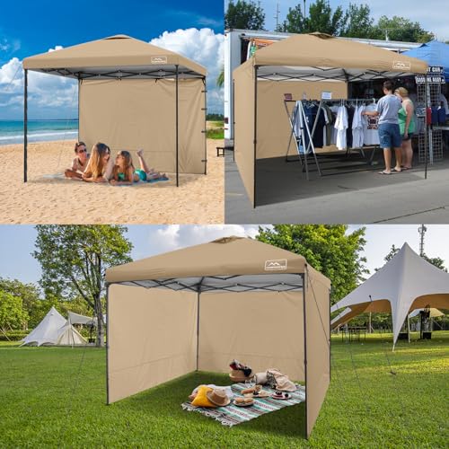 KAMPKEEPER 10X10 Canopy Tent Sidewalls with Zipper for Canopy Frame, 3Pcs Sunwalls Only, UPF50+ Waterproof Side Walls(Light Khaki) - color: Light Khaki