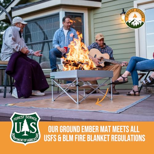 Fireside Outdoor Portable Fire Pit Mat for Under Grills - Under Grill Mats for Outdoor Grill Deck Protector, Solo Fire Pit Accessories, Fireproof Mats, BBQ Pits, Firepit - Ember Mat, 67"x60"