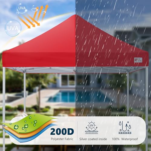 MASTERCANOPY Pop Up Canopy Tent Commercial Grade 10x10 Instant Shelter (Red) - color: Red, size: 10x10