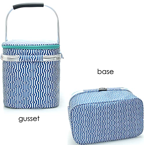 Insulated Picnic Basket 26L Portable Collapsible Market Leakproof Tote with Aluminum Handle for Camping, Shopping, Travel, Large Size (Blue) - color: Blue