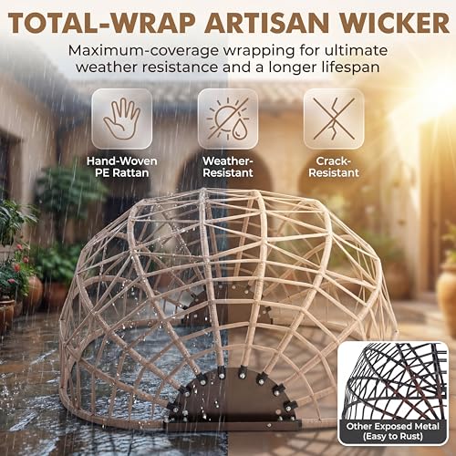 BULEXYARD Double Egg Chair with Stand Indoor Outdoor 2 Person Large Wicker Hanging Swing Chair Oversized Twins Patio Loveseat 2 Seat Beige Rattan Light Green Cushions with Cover - color: Beige/Light Green, size: 2 Seats with Cover