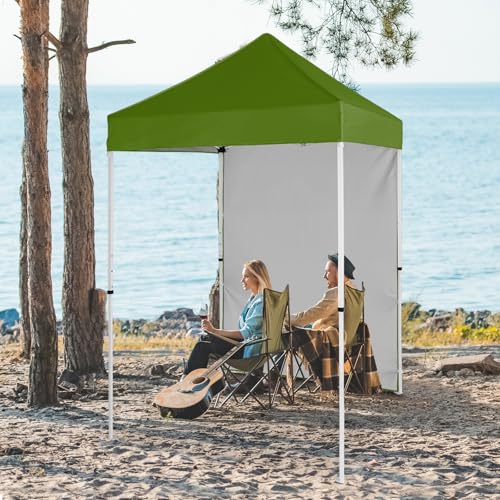 EAGLE PEAK Pop up Canopy 5x5, Outdoor Portable Canopy Tent with One Removable Sunwall, Carry Bag Included, Grass Green - color: Grass Green