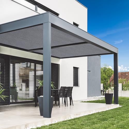 VICLLAX 90% Shade Fabric Sun Shade Cloth with Reinforced Grommets, Outdoor Sun Screen Fabric for Outdoor Patio Garden Pergola Cover Canopy 3x8 FT, Dark Grey