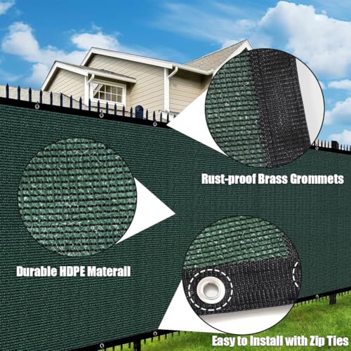 GL Garden Privacy Net Protective Screen, 5' x 400' Decorative Fences Heavy Duty 170 GSM Commercial Mesh Shade Cover with Brass Grommets, Perfect for Outdoor Back Yard, Dark Green, Customizable - size: 5 x 400 Feet