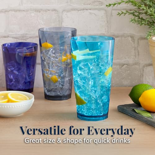 US Acrylic Optix Plastic Reusable Drinking Glasses (Set of 16) 14oz Rocks & 20oz Water Cups in Coastal Colors | BPA-Free Tumblers, Made in USA | Top-Rack Dishwasher Safe - style: 14-ounce/20-ounce
