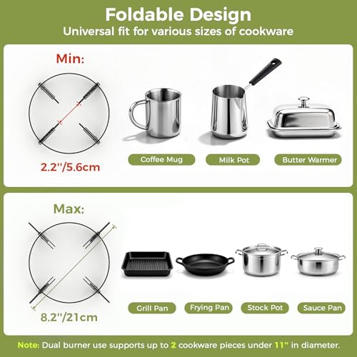 MoKo Propane Camping Stove 2 Burner, 36,000 BTU Infrared & Open Flame Hybrid, Windproof Folding Portable Outdoor Gas Cooking Kit with Frying Pan & Carry Bag For RV, Tailgating, Survival, Black - color: Black