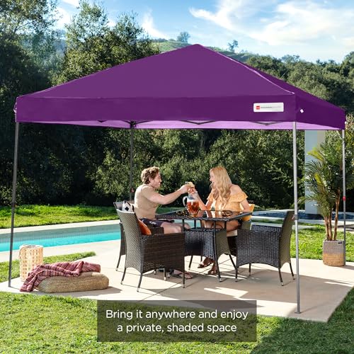 Best Choice Products 10x10ft Pop Up Canopy Tent, Outdoor Shade, 1 Person 1 Minute Set Up, Carry Case, 4 Weight Bags - Amethyst Purple - color: Amethyst Purple, size: 10x10ft