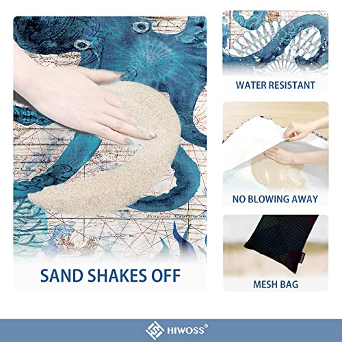 Beach Blanket Waterproof Sandproof Oversized 95”x 80”,Sand Free Beach Mat with Corner Pockets,Portable Mesh Bag for Beach Festival,Picnic,Travel and Outdoor Camping (Octopus) - color: Octopus