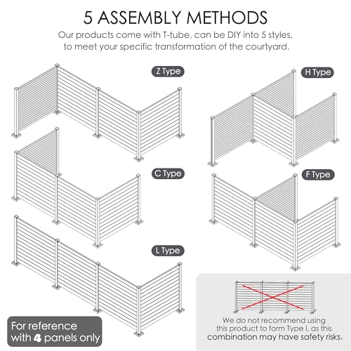 Kozyard 50" W x 48" H Outdoor Privacy Screens Aluminum Post, Air Conditioner Fence Panels, Pool Equipment Enclosure, Trash Can Screens Fence Kit for Outside Backyard Patio (White/4Panels) - color: White/4Panels