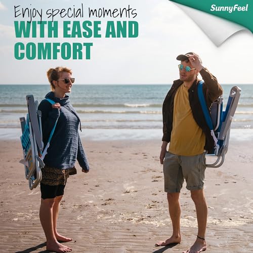SUNNYFEEL Extra Wide 28" Low Beach Chair 5 Position Lay Flat, XL Oversized Portable Folding Camping Chairs with Cup Holder for Outdoor/Trip, Lightweight Foldable Backpack Beach Chair for Adults - color: Blue Pineapple, size: 1-PACK