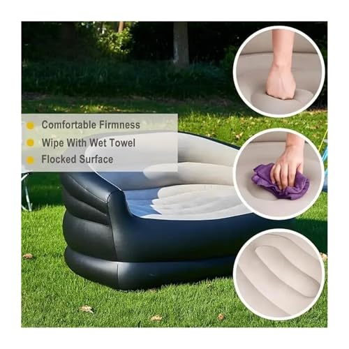 Outdoor Inflatable Sofa Outdoor Portable Inflatable Bed, Lounging Double Sofa, Folding Camping Recliner, Flocking Easy Inflate(Blue)