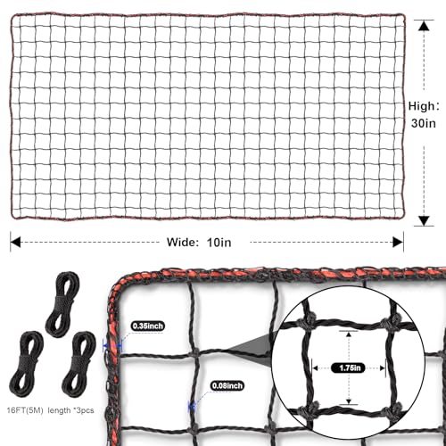 BaseGoal Baseball & Softball Backstop Nets, Heavy Duty Sports Practice Nets, Sports Netting Barrier,DIY Ball Net,Hitting Net for Baseball, Hockey, Soccer, LAX and More - size: 10x30ft