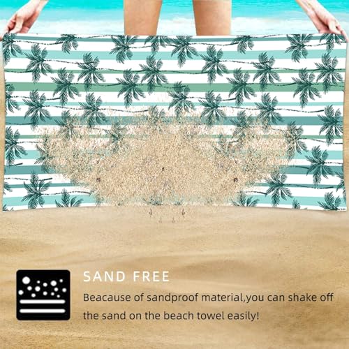 Beach Towel for Adults Tropical Palm Tree Striped Design Lightweight Quick Dry Blanket Summer Pool Vacation Outdoor Travel - color: Palm Tree Print