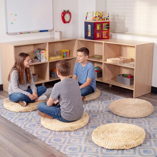 Lineshading 4 Pcs 12 Inch Boho Floor Cushions Classroom Decorations Extra Thick Cattail Grass Corn Double-Layer Flexible Seat Floor Cushions for Classroom Kids Students Learning Daycare School Chair