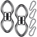 SELEWARE Silent Bearing Swing Swivel, 360° Rotational Device Hanging Accessory for Tree Swing, Hammock Chair, Yoga,1200LB Capacity, 2 Pack - color: Swivel (C) and 2 Carabiners, 2 Pack