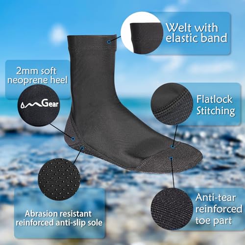 OMGear Water Socks Sand Proof Booties Quick Dry Swim Dive Socks for Sand Soccer Beach Volleyball - color: High Cut/Black, size: Small