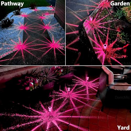 DenicMic Solar Lights Outdoor 10 Pack Waterproof Pink LED Stainless Steel Stake Outside Lights for Yard Pathway Garden Driveway Walkway Landscape Path Lighting Mothers Day Gifts for Mom - color: Pink 10Pack