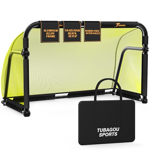 Aluminum Folding Soccer Goal with Carry Bag for Backyard, Portable 5x3 / 4x2.5 FT Mini Soccer Goals for Kids and Adults, 10-Second Set Up & Steady, Training & Team Practice - color: Yellow, size: 5X3