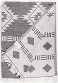 Bersuse 100% Cotton Belize XL Throw Blanket Turkish Towel Beach Blanket - Beach Camping Essentials - 75x90 Inches, Black - color: Black2