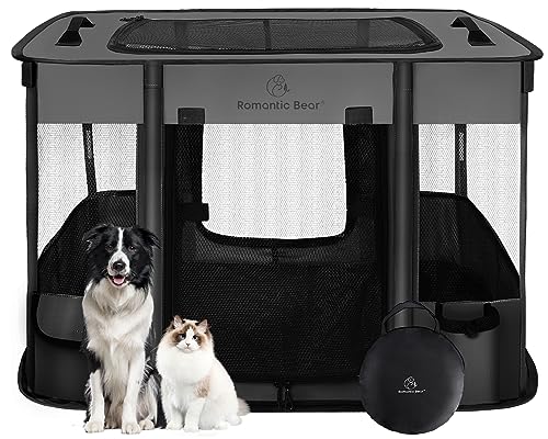 40x32x24 Inches Dog Playpen,Pet Playpen,Foldable Puppy Cat Playpen,Portable Exercise Kennel Tent Crate,Water-Resistant Breathable Shade Cover,Indoor Outdoor Travel Camping Use for Small Animals(L) - color: Grey, style: Large(40"*32"*24")