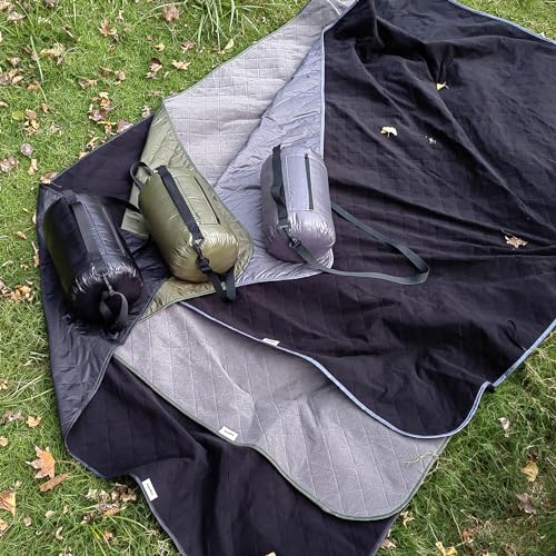 Large Outdoor Waterproof Blanket-Quilted Extra Thick Fleece Windproof Warm Includes Stuff Sack Shoulder Strap Machine Washable,55"x78"- Army Green - color: Green