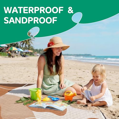 Waterproof Beach Blanket Picnic Outdoor Camp Mat Towel Family Beach Trip Essentials Summer Vacation Must Have Travel Accessories Lake Day Necessities Stuff Thing Need Gear Gift Supplies 2026 - color: Abstract Brown