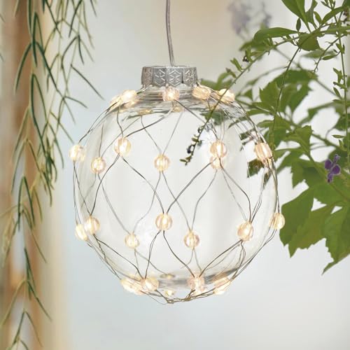 FURORA LIGHTING Hanging Ball Lights Pack of 3-32 Warm White LED, Waterproof, Remote & 6/18 Timer - 5" Globe String Lights for Patio, Garden & Outdoor Decor