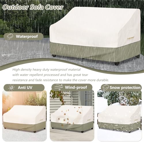 Bitubi Waterproof Patio Sofa Cover, Heavy Duty 3-Seater Outdoor Couch Cover Size Up to 79W x 38D x 35H Inches, Lawn Patio Furniture Covers with Air Vent (Beige) - color: Sofa-beige, size: 79"w X 38"d X 35"h