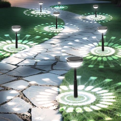 Ensenior 10-Pack Solar Lights Outdoor, Auto ON/Off 6500K LED Solar Garden Lights for Pathway, Yard, Patio, Walkway, Flower Bed, Halloween Christmas Landscape Lighting, IP65 Waterproof, Flag Lights - color: Cool White, size: Pack of 10
