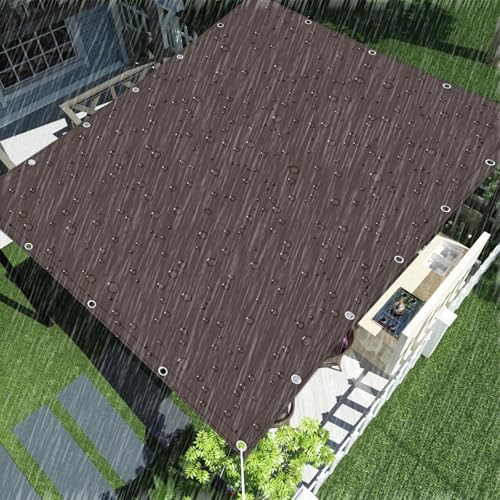 Waterproof Sun Shade Sail Shade Canopy 9'9"x9'9" UV Block Camping Tarp Cloth Outdoor Patio Cover for Outdoor Patio Garden Backyard Deck Awning Yard Pergola - color: Coffee-Waterproof, size: 9'9"x9'9"