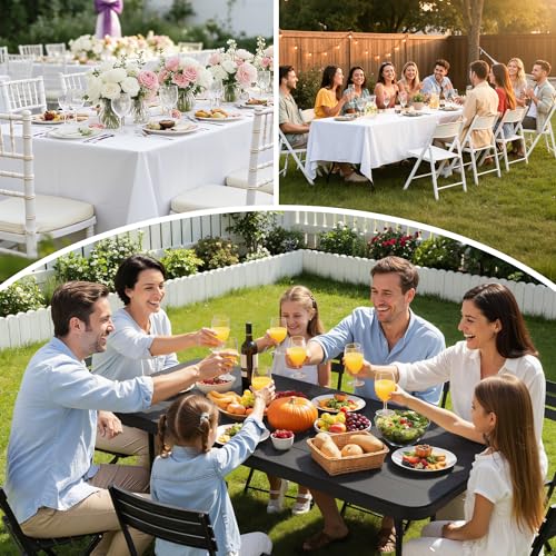 6 Ft Plastic Folding Table,Heavy Duty Portable Table for Indoor & Outdoor,Wood Grain Desktop & 350lbs Weight Capacity,Premium Solutions for Camping,Picnic,BBQ and Party - size: 6ft-black