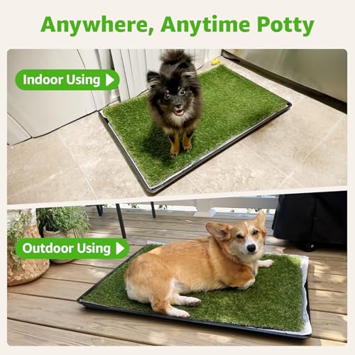 Dog Grass Large Potty Patch, Dog Litter Boxes Artificial Grass Bathroom Turf for Pet Training, Washable Puppy Pee Pad, Perfect Indoor/Outdoor Portable Potty Pet Loo (Potty system-47.6"x29.2") - size: XXXL-47.6"x29.2"