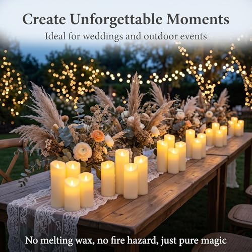 Enido 9pcs Flameless Candles with Remote, 2.2" x 5/6/7" Heat-Resistant Plastic LED Pillar Candles, Battery Operated Moving Wick Fake Candles with Timer, Realistic for Wedding, Outdoor, Home Decor - color: Cream