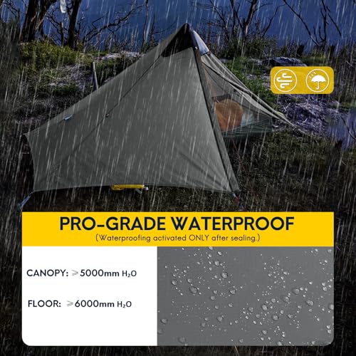 LANSHAN Ultralight Tent 3-Season Backpacking Tent for 1-Person or 2-Person Camping, Trekking, Kayaking, Climbing, Hiking - color: 1-person, dark grey