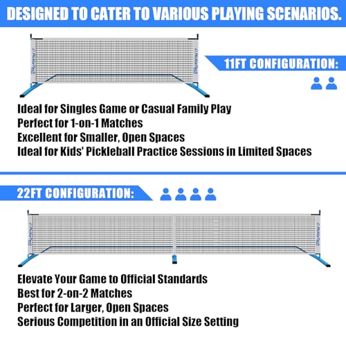 PICKLETECH 4.0 Slim Version Portable Pickleball Nets Outdoor Game 22 FT Pickleball Net-USAPA Regulation Size-Pickle Ball Net System with Carrying Bag for Driveway - color: Blue, size: 2in 1