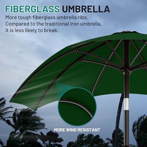AreShark 10 FT Outdoor Patio Umbrella, Patio Table Umbrella with Push Button Tilt and Crank, Outdoor Patio Umbrellas with 8 Fiberglass Ribs, Patio Umbrellas for Market, Garden, Pool (Dark Green) - color: Dark Green