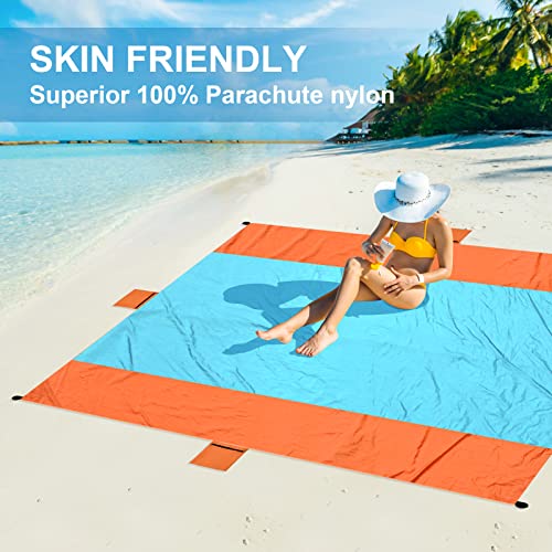 ACH Beach Blanket Waterproof Sandproof Extra Large Beach Mat Oversized 120"×108" Portable Lightweight Outdoor Family Mat for Indoor Outside Picnic Camping Hiking Travel - color: Orange