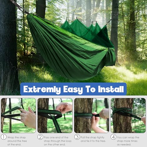 Gold Armour Camping Hammock - Camping Essentials, Double Hammock with Bug Net, Camping Gear Portable Hammock for Outside, Hiking, and Travel (Green & Lime Green) - color: Green & Lime Green