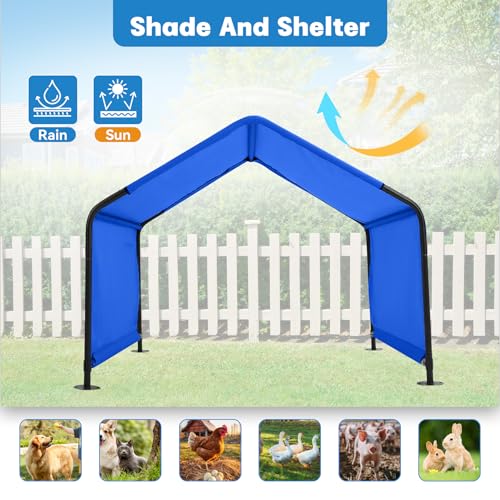 Dog Shade Shelter Outside 4'x4'x3' Tent for Large Medium Dogs, Outdoor Sun Rain Canopy Pet House for Livestock Pigs Cats with Waterproof Roof Ground Nails,Deep Blue - color: Deep Blue