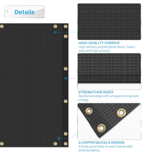Patio 3' x 25' Balcony Privacy Screen Apartment Railing Covers Fence Panels for Outdoor, Temporary Fencing for Porch Deck Backyard Net Mesh with Zip Ties, Black