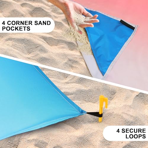 AISPARKY Beach Blanket Waterproof Sandproof Extra Large, Oversized Beach Mat, Quick Drying&Compact&Lightweight, Picnic Blankets Vacation Essentials for Outdoor Beach Camping (79" X 108" (6 Person)) - color: Gradient - Sunset, size: 9' x 6'7"