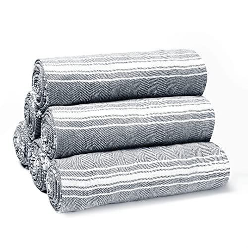 Belizzi Home Peshtemal Turkish Towel Chevron Beach Towels Oversized 36x71 Set of 6, Beach Towels for Adults, Soft Durable Absorbent Extra Large Bath Sheet Hammam Towel - Black - color: Black, size: 6 Pack