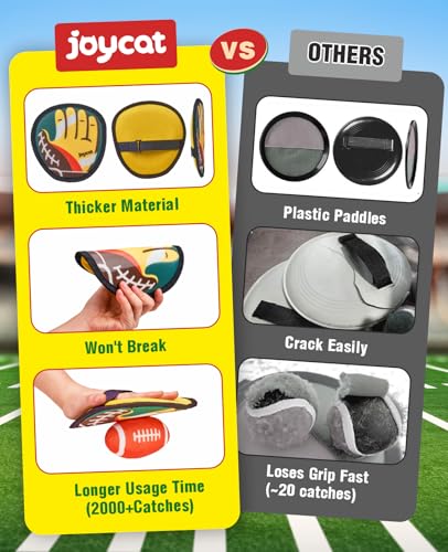 JoyCat Football Toss and Catch Ball Game for Kids, 4 Paddles & 4 Soft Footballs, American Football Training Set for Backyard Beach, Sports Outdoor Toys Birthday Gift Idea for Boys Girls Ages 3-12 - style: 4 Paddles 4 Balls(Football)