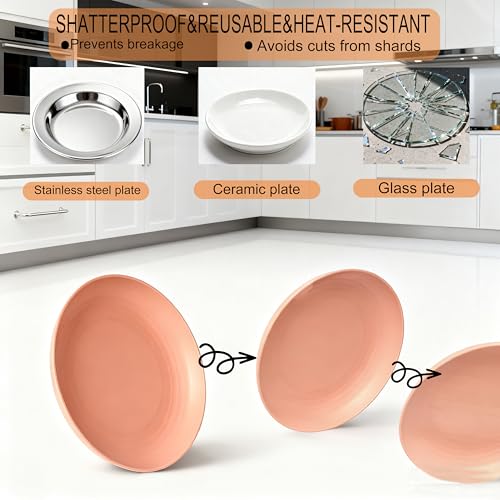 Wheat Straw Plates Set of 4, Unbreakable Deep Dinner Plates, 7.9 Inch Microwave & Dishwasher Safe, BPA Free Reusable Plates for Camping, Parties & Daily Use (Orange) - color: Orange