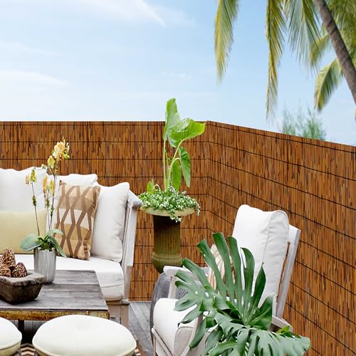 Natural Reed Fencing 6FT X 6.6FT Reed Fence 6FT High Balcony Reed Fence Privacy Reed Screen for Outdoor Backyard Patio(Brown) - size: 1 Pack 6FT×6.6FT