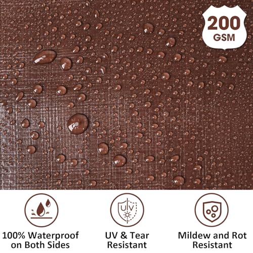 Heavy Duty Double-Sided Waterproof Poly Tarp 6x8 Feet 12mil Thick Polyethylene Tarps, Perfect for Outdoor Use, Plastic Cover & Mat for Tent Camping Storage Boat Bikes Vehicles, 2 Pack - color: Darkbrown-12 Mil, size: 6' x 8' 2psc