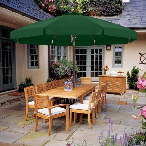ABCCANOPY 9ft Scalloped Patio Umbrella, Outdoor Table Umbrella with Tilt and Crank, Fiberglass Ribs Deck Umbrella for Patio, Pool, Garden, Picnic (Green) - color: Green, size: 9ft